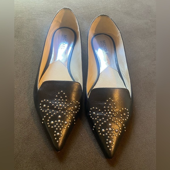 Michael Kors Black Flats with Silver Accents - Picture 1 of 7